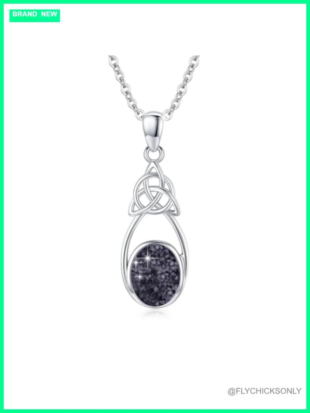 925 Sterling Silver Celtic Knot Necklace Oval Agate Pendant Irish Jewelry Gift